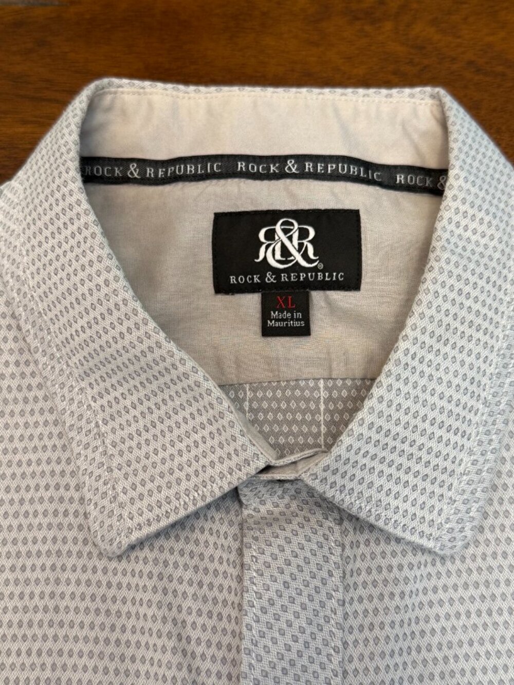 Rock & Republic Mens XL Gray Geometric Button Up Y2K Indie Sleaze Western 4238